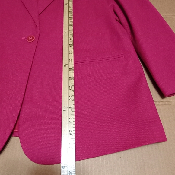 100% Wool Sag Harbor One Front Button Lined Women's Pink Suit Jacket Size 18 - Picture 10 of 10